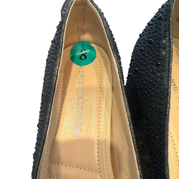 Adrienne Vittadini Shoes Womens 8M Fiona Slip On Pump Black Faux Leather Studded - Picture 5 of 7